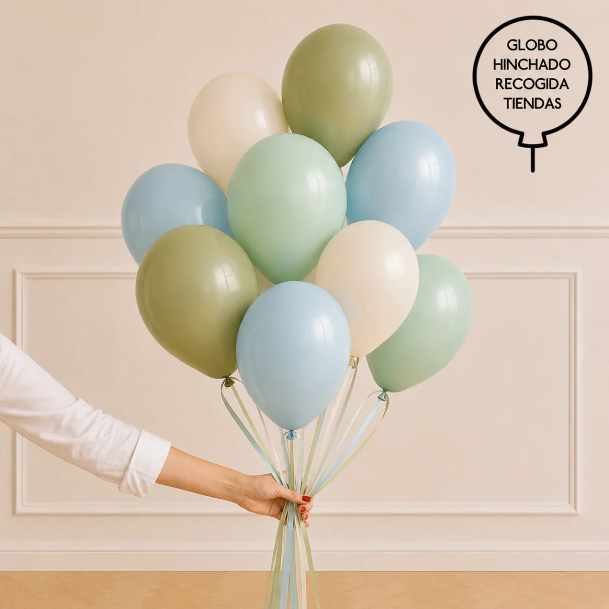 Bouquet globos Látex Soft Ribbons hinchados con Helio - Image 2