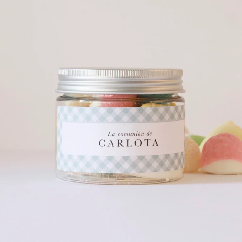 Bote pegatina frontal Vichy mint personalizada