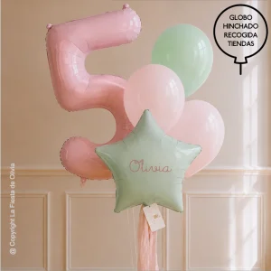 Bouquet globos Mint y Rosa hinchados con helio