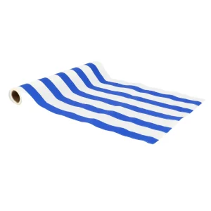 Camino de mesa tela raya azul y blanco