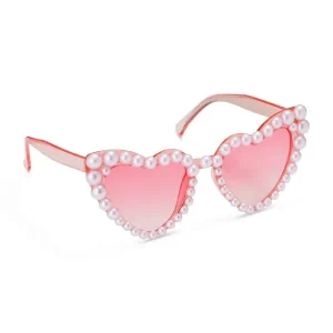 Gafas rosas de corazón con perlas