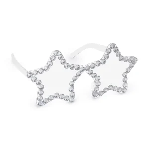 Gafas de estrella con brillos plata