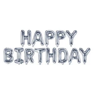 Globos Happy Birthday plata