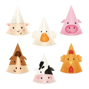 Gorritos de fiesta animales de granja / 6 uds.