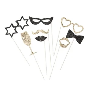 Kit Photo Booth Negro y Oro