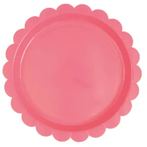 Plato coral neon festonado / 8 uds.