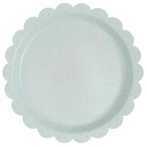 Plato celeste topitos borde festonado / 8 uds.