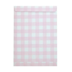 Bolsas papel cuadro vichy rosa/ 8 uds.