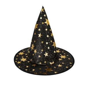 Sombrero bruja con estrellas doradas basic
